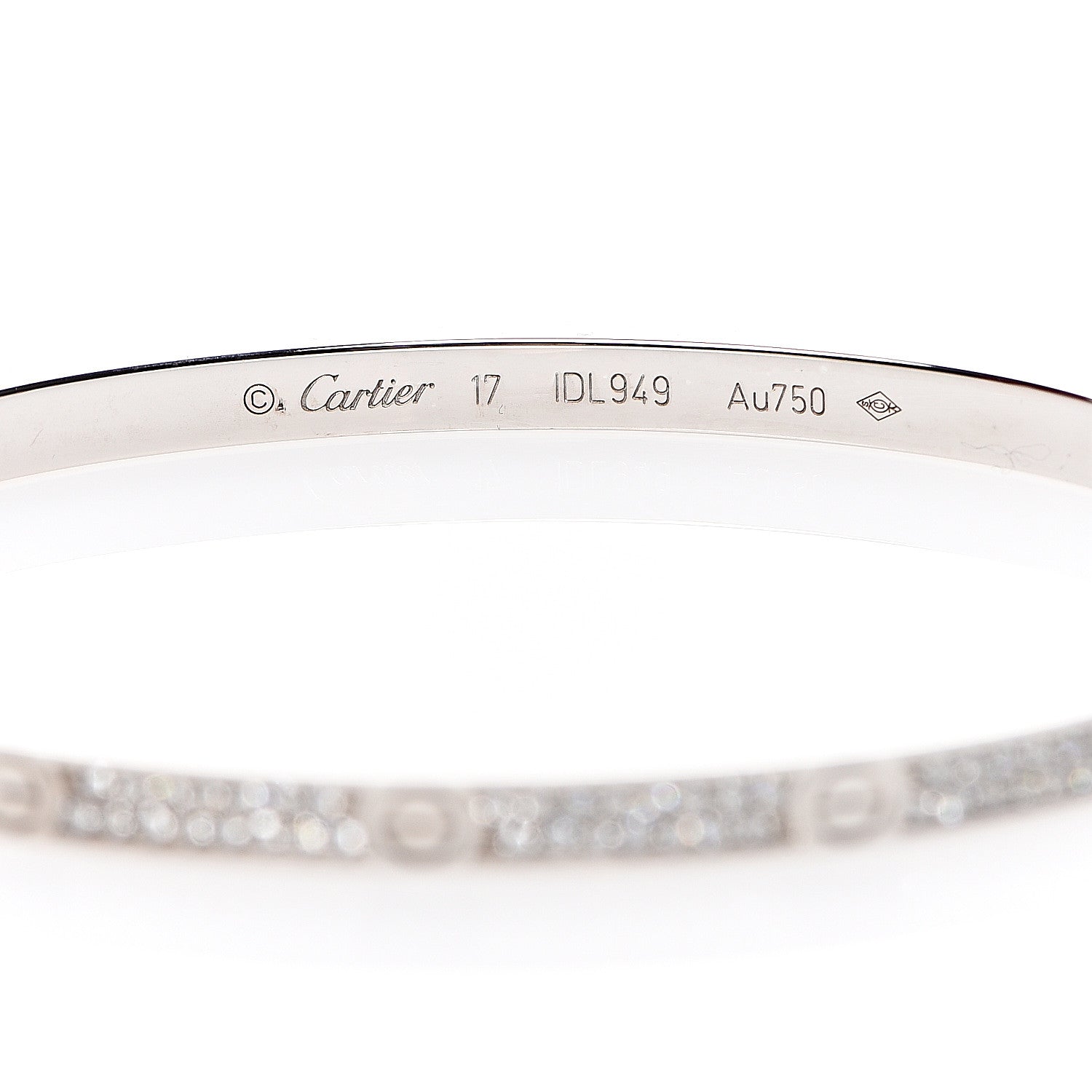 Cartier 18K White Gold Diamond Small LOVE Paved Bracelet 17 3 of 6