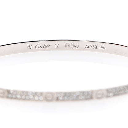 Cartier 18K White Gold Diamond Small LOVE Paved Bracelet 17 3 of 6