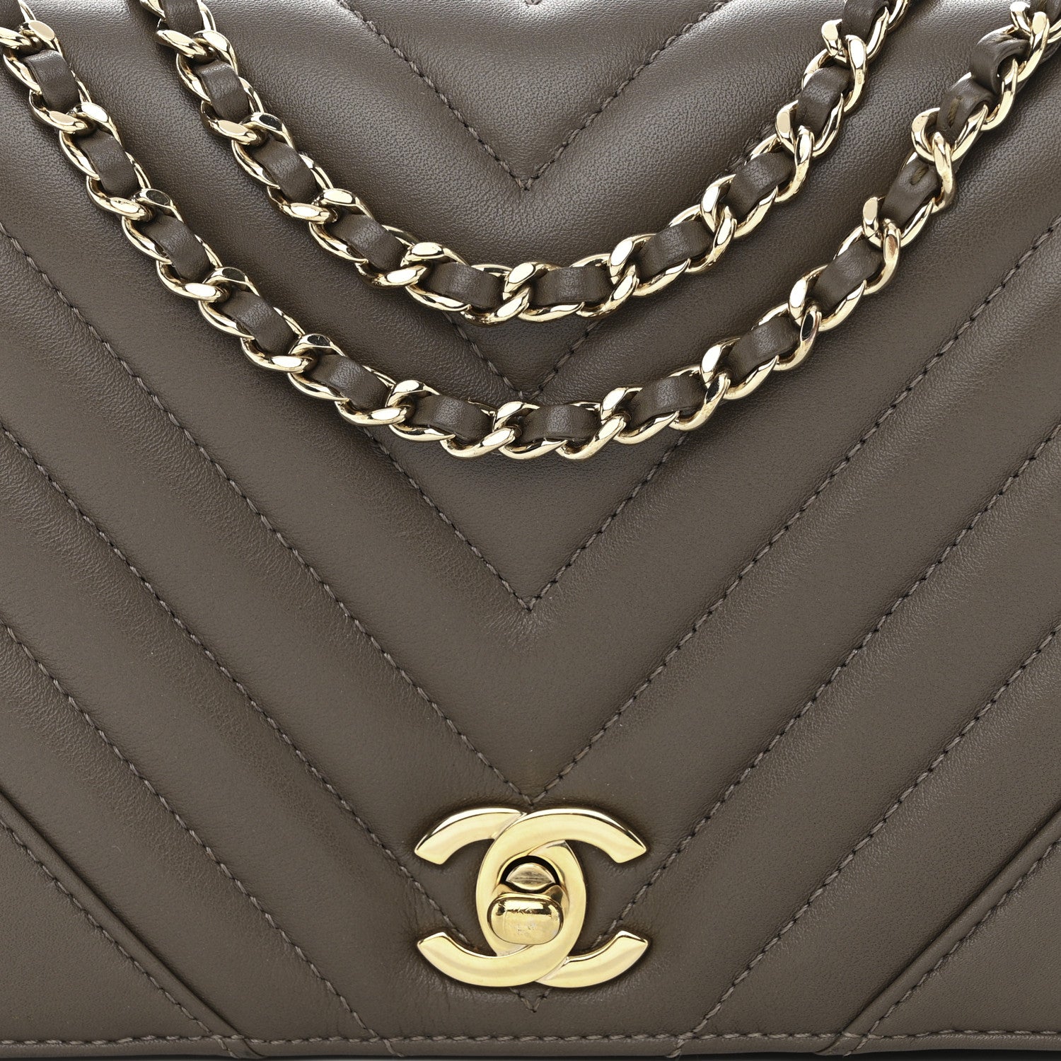 Chanel Calfskin Chevron Quilted Mini Statement Flap Brown 9 of 11