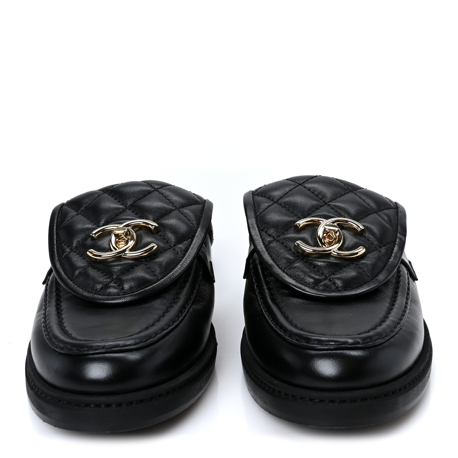 Chanel Lambskin Quilted CC Turnlock Mules 38.5 Black 3 of 10