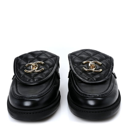 Chanel Lambskin Quilted CC Turnlock Mules 38.5 Black 3 of 10