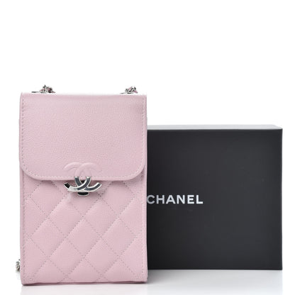 Chanel Grained Calfskin Quilted CC Box Clutch With Chain Rose 11 of 11