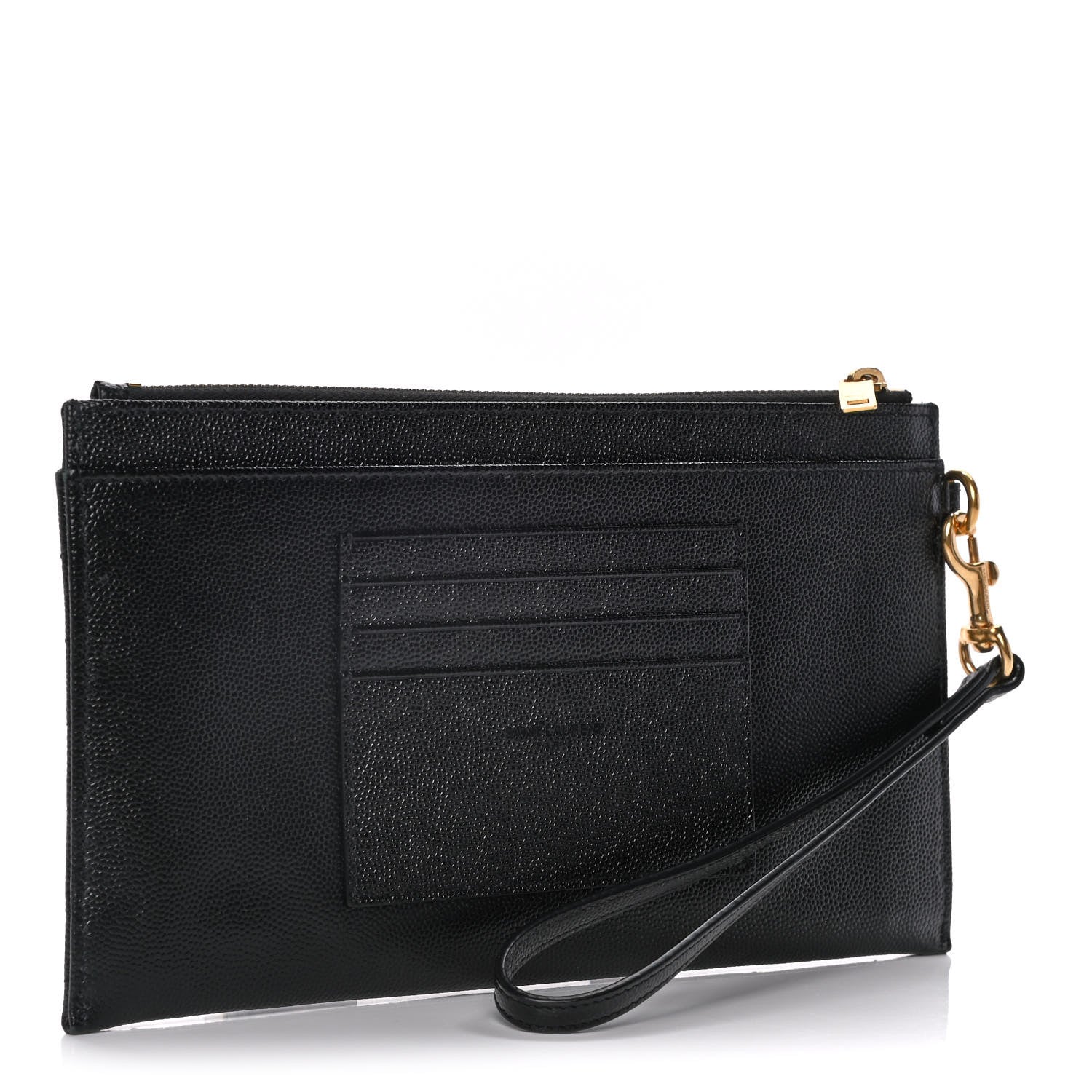 Saint Laurent Grain De Poudre Chevron Monogram Large Bill Pouch Black 3 of 17