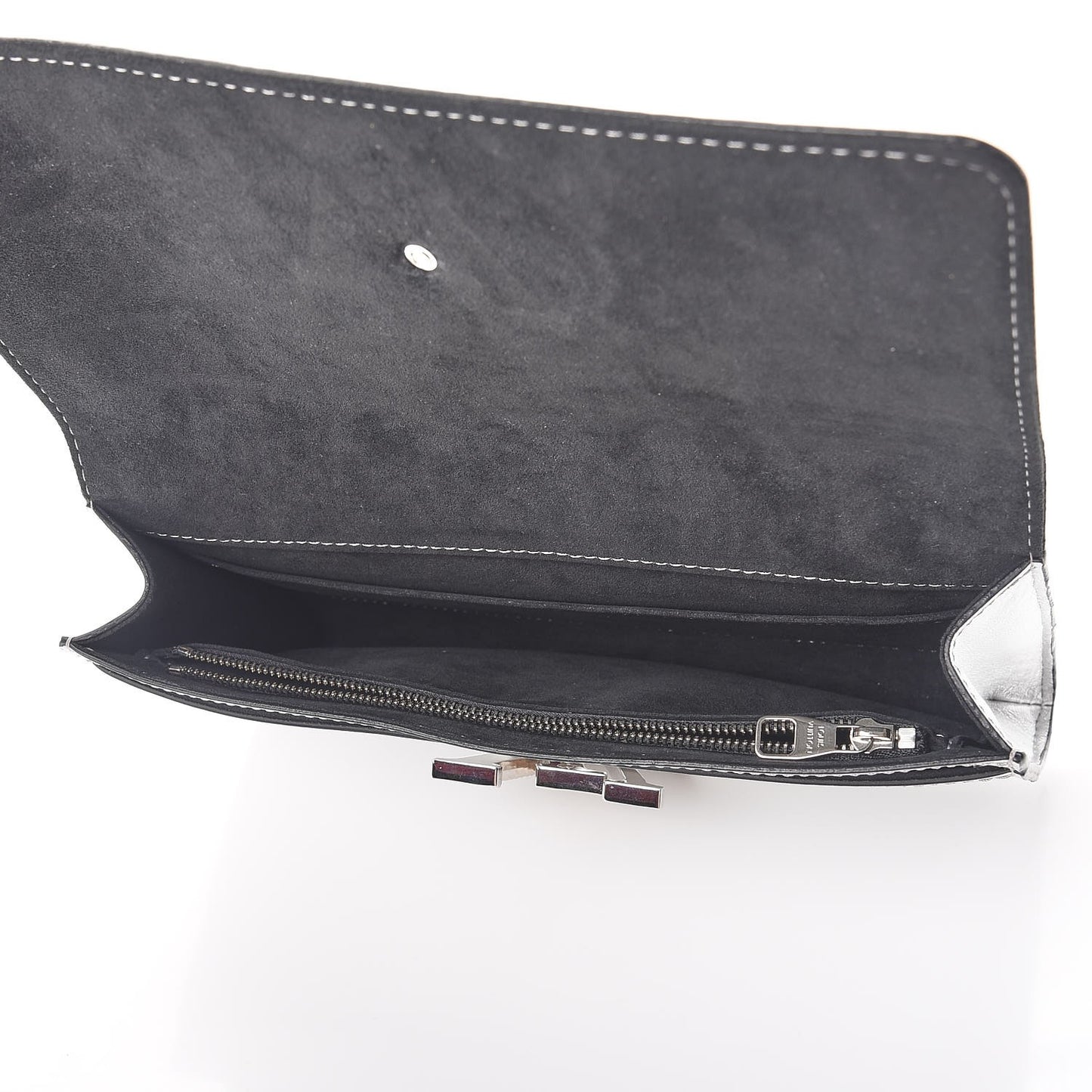 Metallic Calfskin Louise EW Lock Clutch Silver