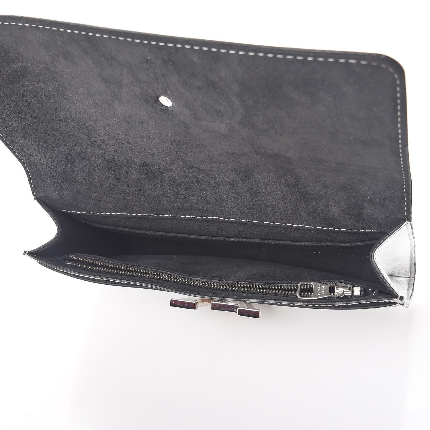 Louis Vuitton Metallic Calfskin Louise EW Lock Clutch Silver 5 of 9