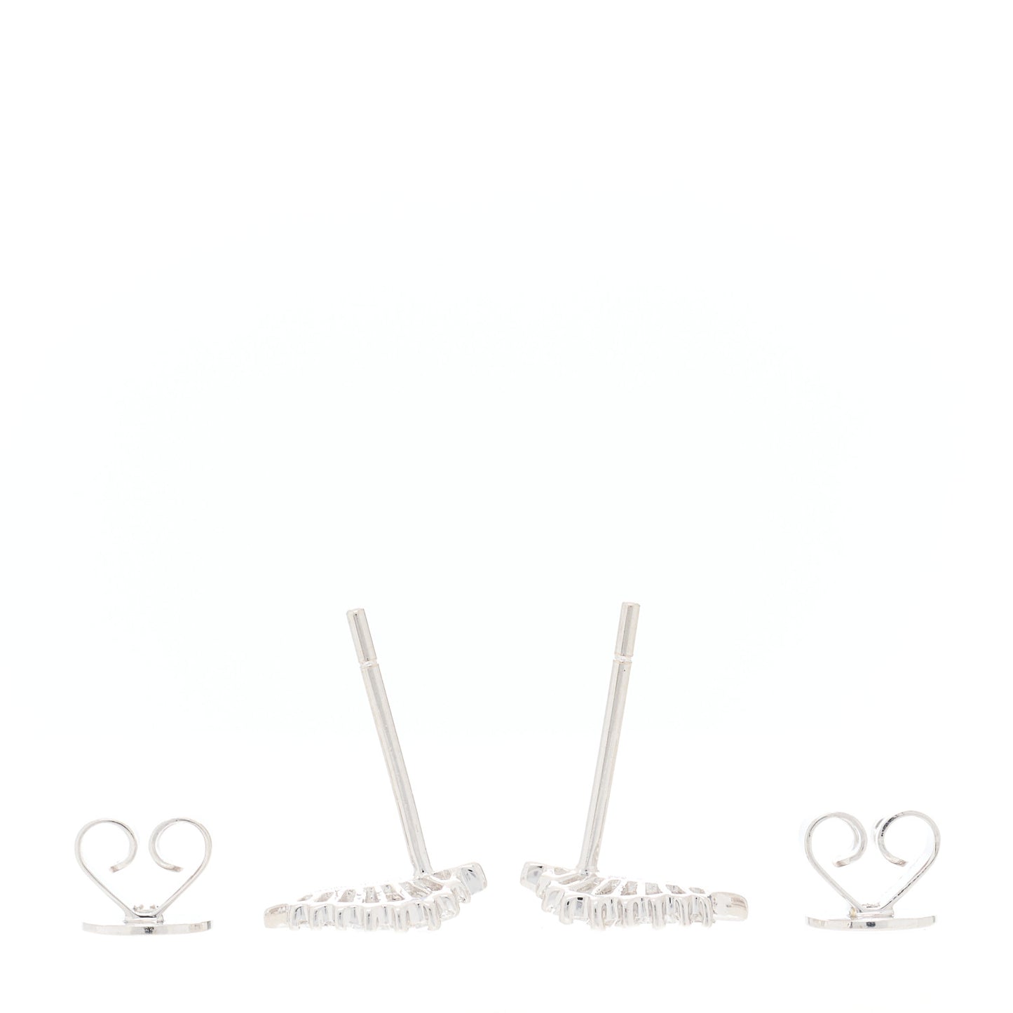 18K White Gold Diamond Small Palm Leaf Earrings