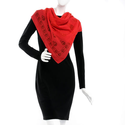 Alexander McQueen Cotton Viscose Skull Scarf Red 2 of 5