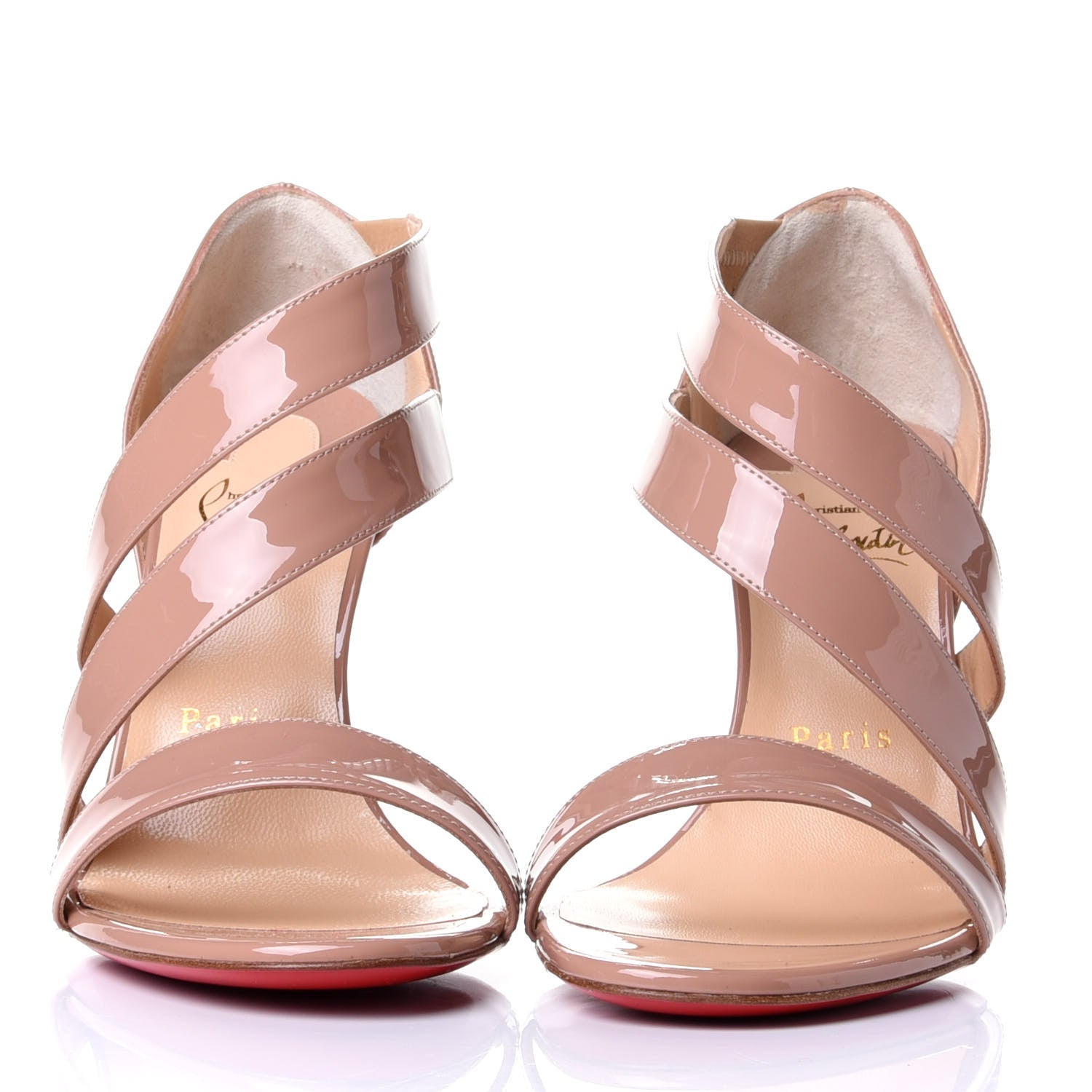 Christian Louboutin Patent World Copine 100 Sandals 37.5 Nude 2 of 4