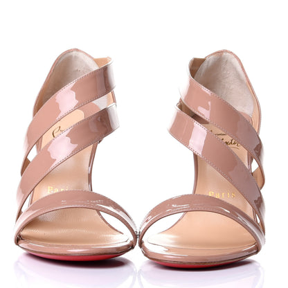 Christian Louboutin Patent World Copine 100 Sandals 37.5 Nude 2 of 4