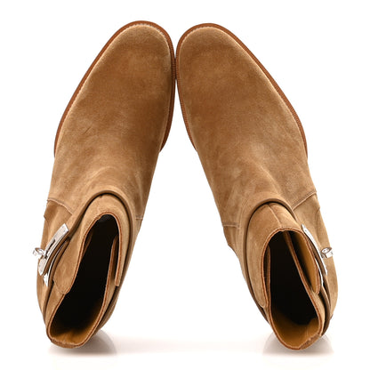 Hermes Veau Velours Mens Fortune Ankle Boots 44 Brun Fume 2 of 10