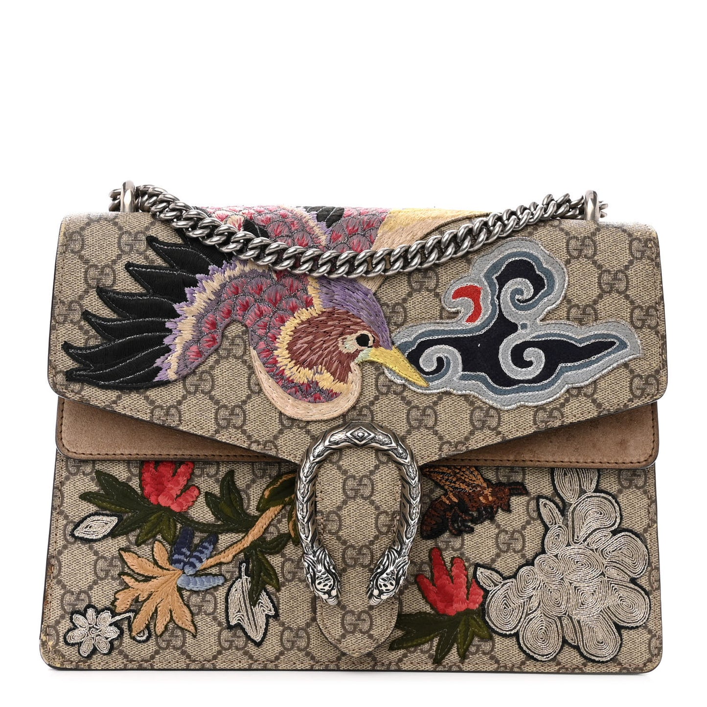 GG Supreme Monogram Embroidered Medium Dionysus Shoulder Bag Taupe