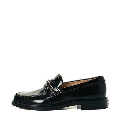 Chanel Shiny Calfskin Logo Loafers 39 Black 1 of 10