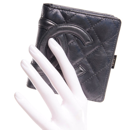 Chanel Metallic Calfskin Quilted Cambon Compact Wallet Dark Silver 2 of 10