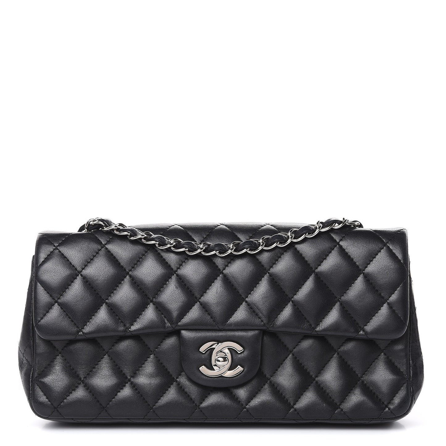 Lambskin Quilted East West Flap Black