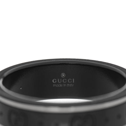 Gucci Black Synthetic Corundum 18K White Gold 4mm Icon Thin Band Ring 65 11 3 of 5
