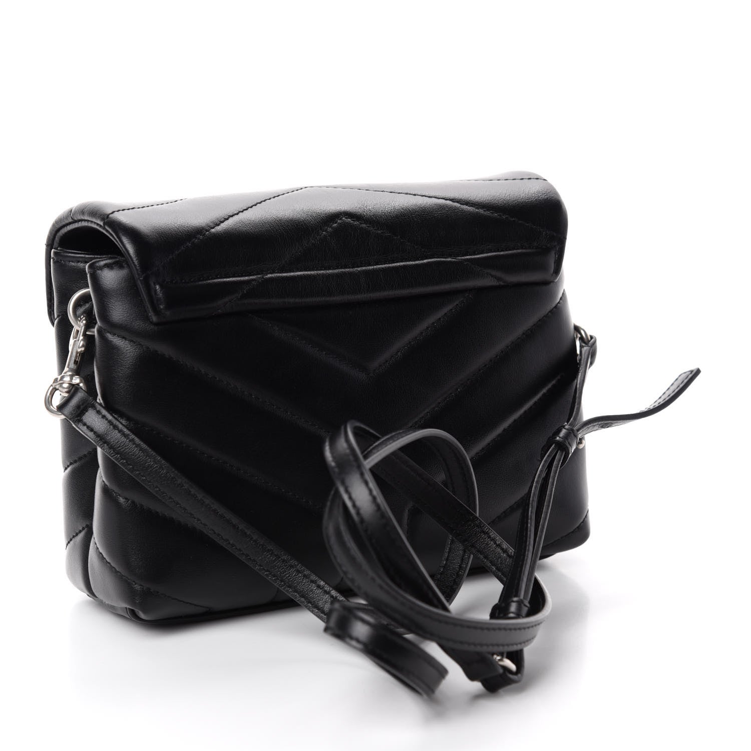 Saint Laurent Calfskin Y Quilted Monogram Toy Loulou Crossbody Bag Black 3 of 12