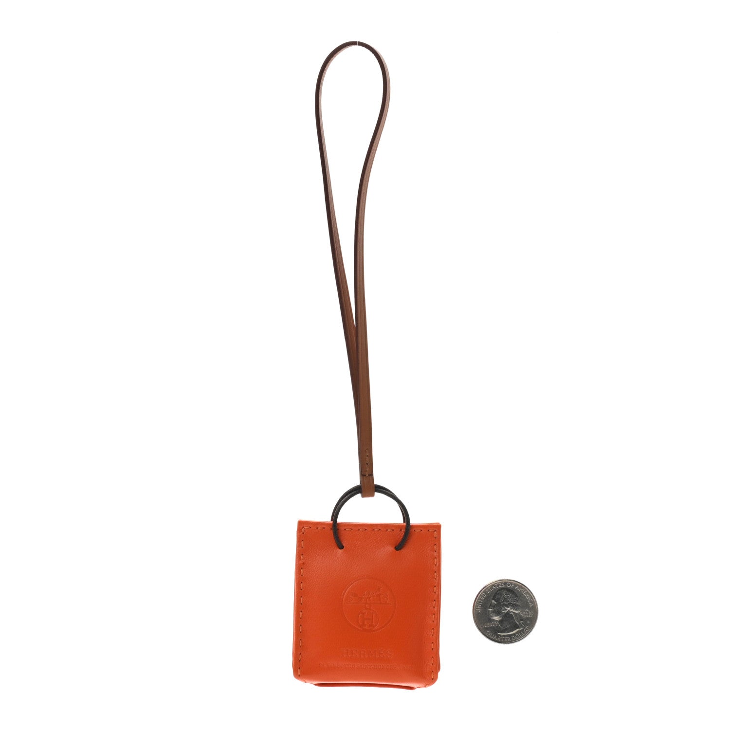 Hermes Milo Lambskin Swift Shopping Bag Charm Feu Gold 2 of 3