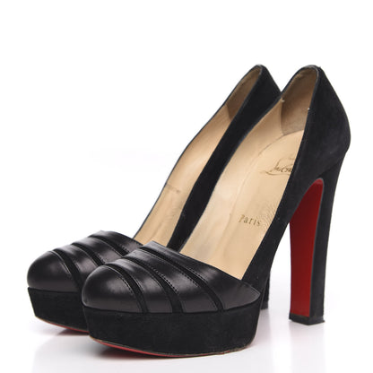 Christian Louboutin Shiny Calfskin Veau Velours Viva Bella 140 Platform Pumps 36.5 Black 3 of 14