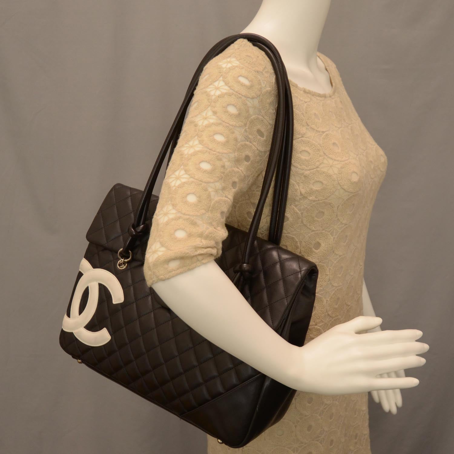 Chanel Calfskin Quilted Large Cambon Flap Black White 2 of 11