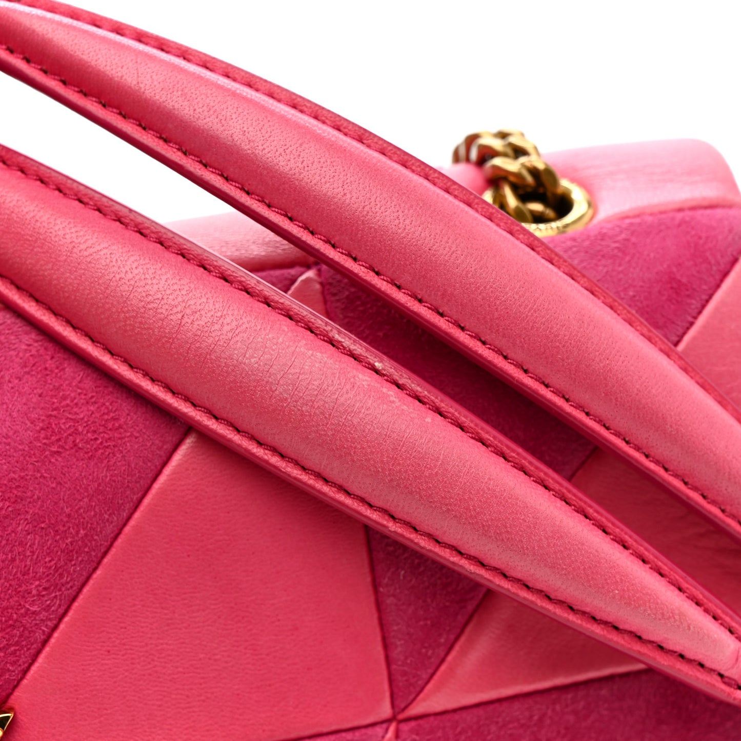 Lambskin Suede Patchwork Monogram Medium Jamie Fuchsia