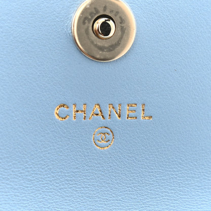 Chanel Lambskin Quilted Chain Around Coin Purse With Chain Light Blue 6 of 12