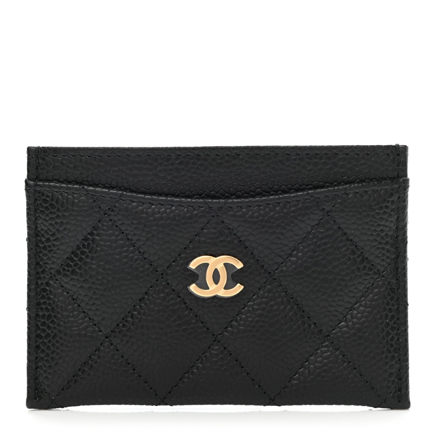 Caviar Quilted Card Holder Black