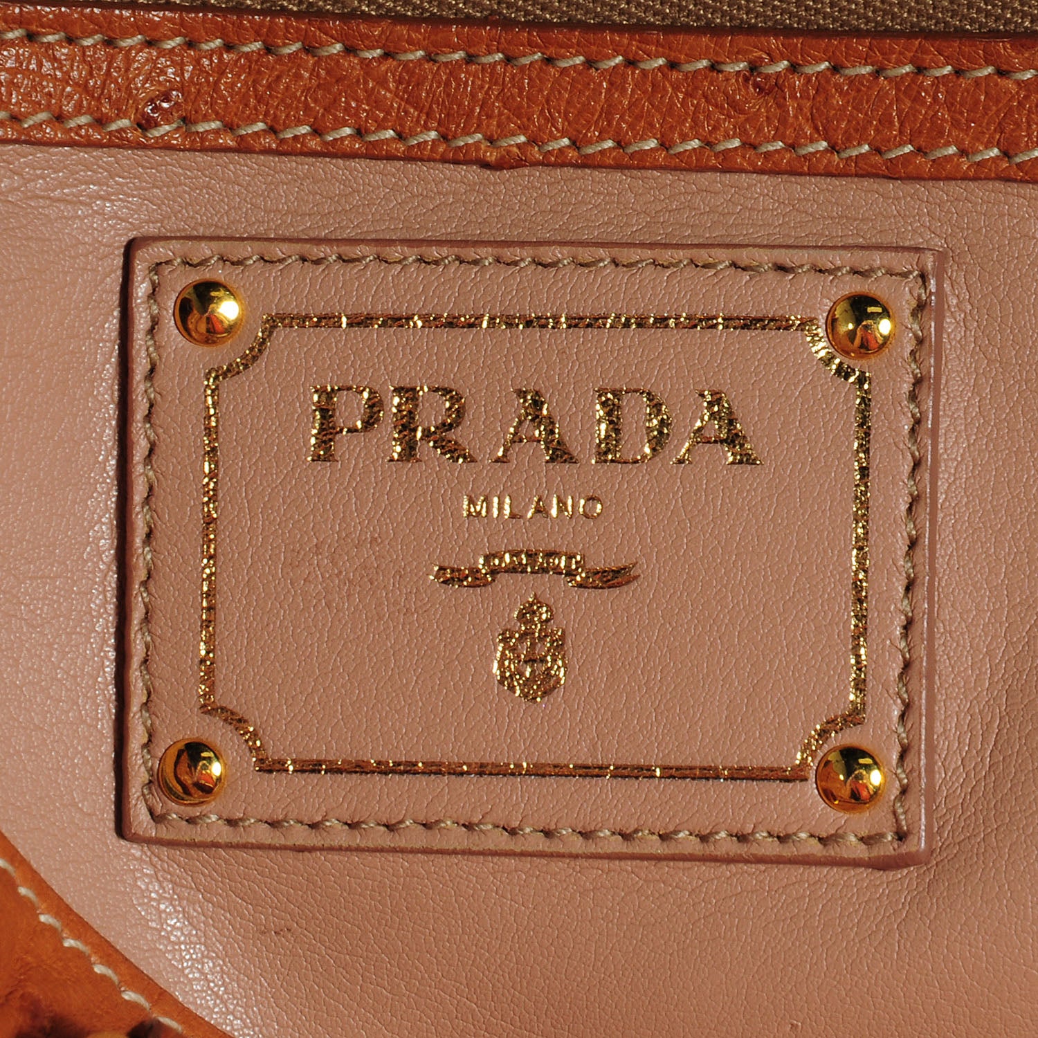 Prada Ostrich Executive Tote Cognac 7 of 12