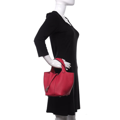 Hermes Taurillon Clemence Verso Picotin Lock 18 PM Rose Mexico Rouge De Coeur 2 of 11