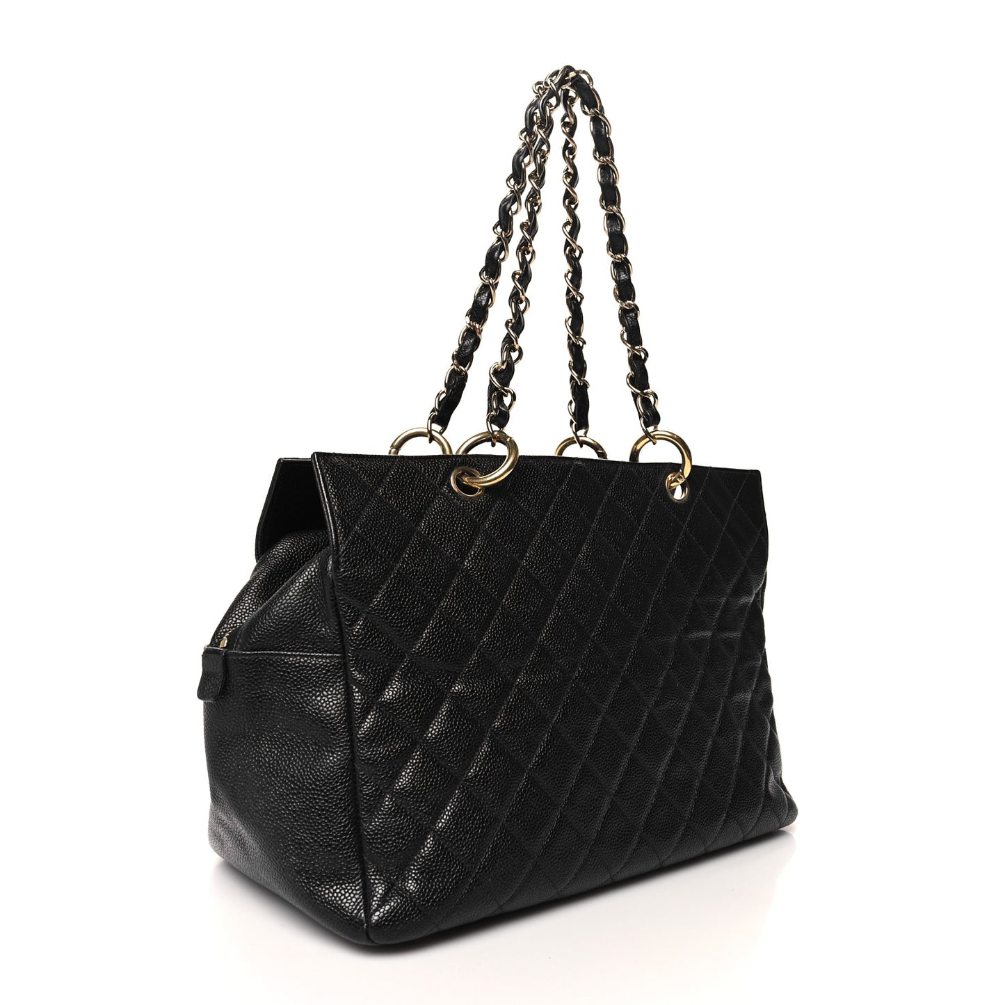 Caviar Quilted Grand Timeless Shopping Tote GTT Black