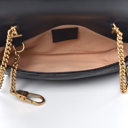 Gucci Calfskin Matelasse Super Mini GG Marmont Shoulder Bag Black 5 of 8