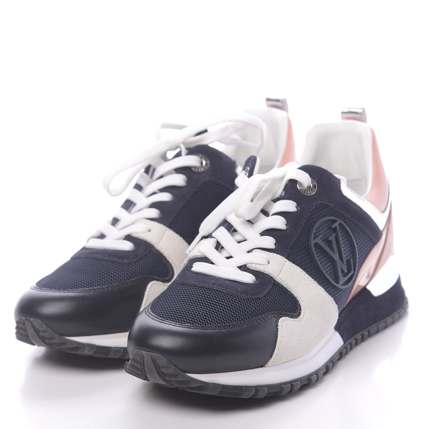Louis Vuitton Suede Calfskin Run Away Sneakers 36 Blue Pink White 3 of 8