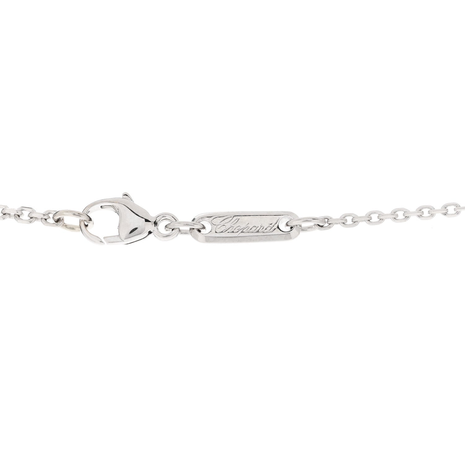 Chopard 18K White Gold Diamond Happy Diamonds Square Pendant Necklace 3 of 6