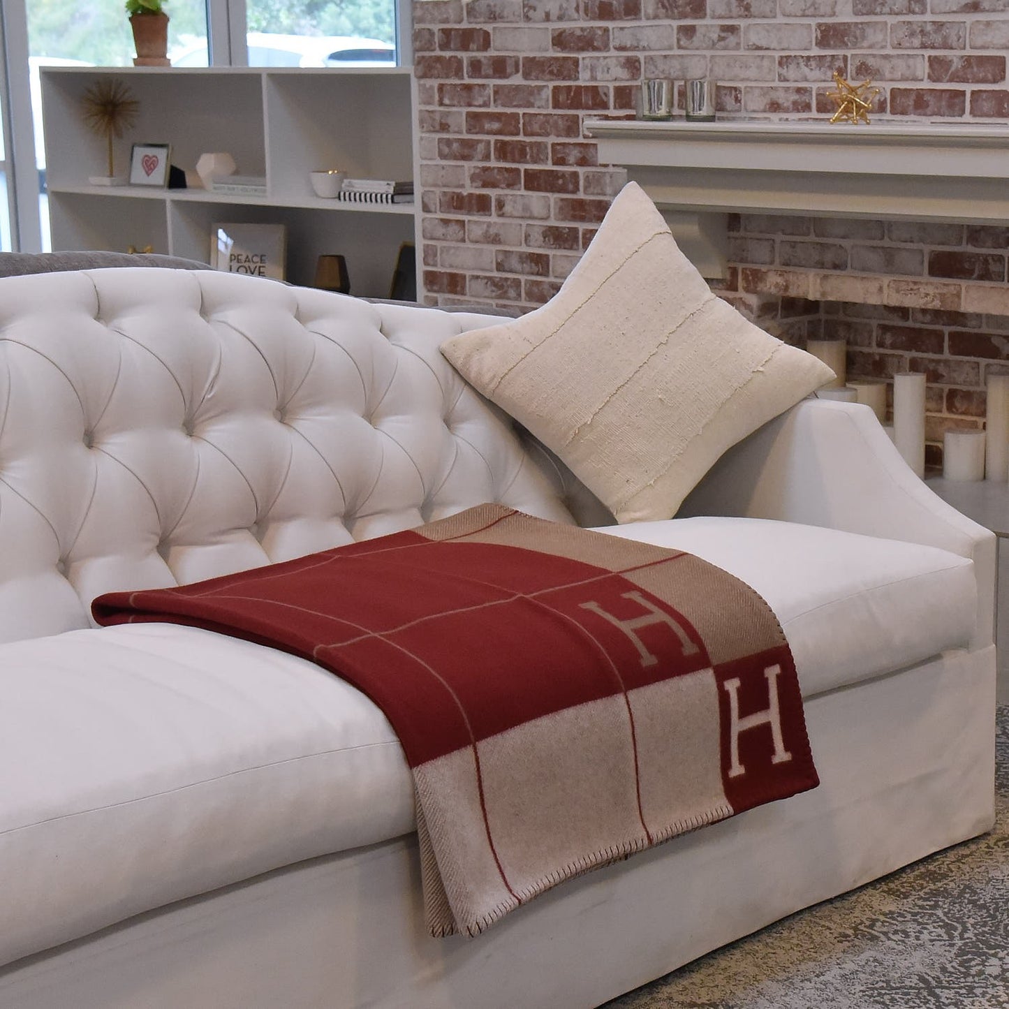 Wool Cashmere Avalon III Blanket Ecru Rouge H