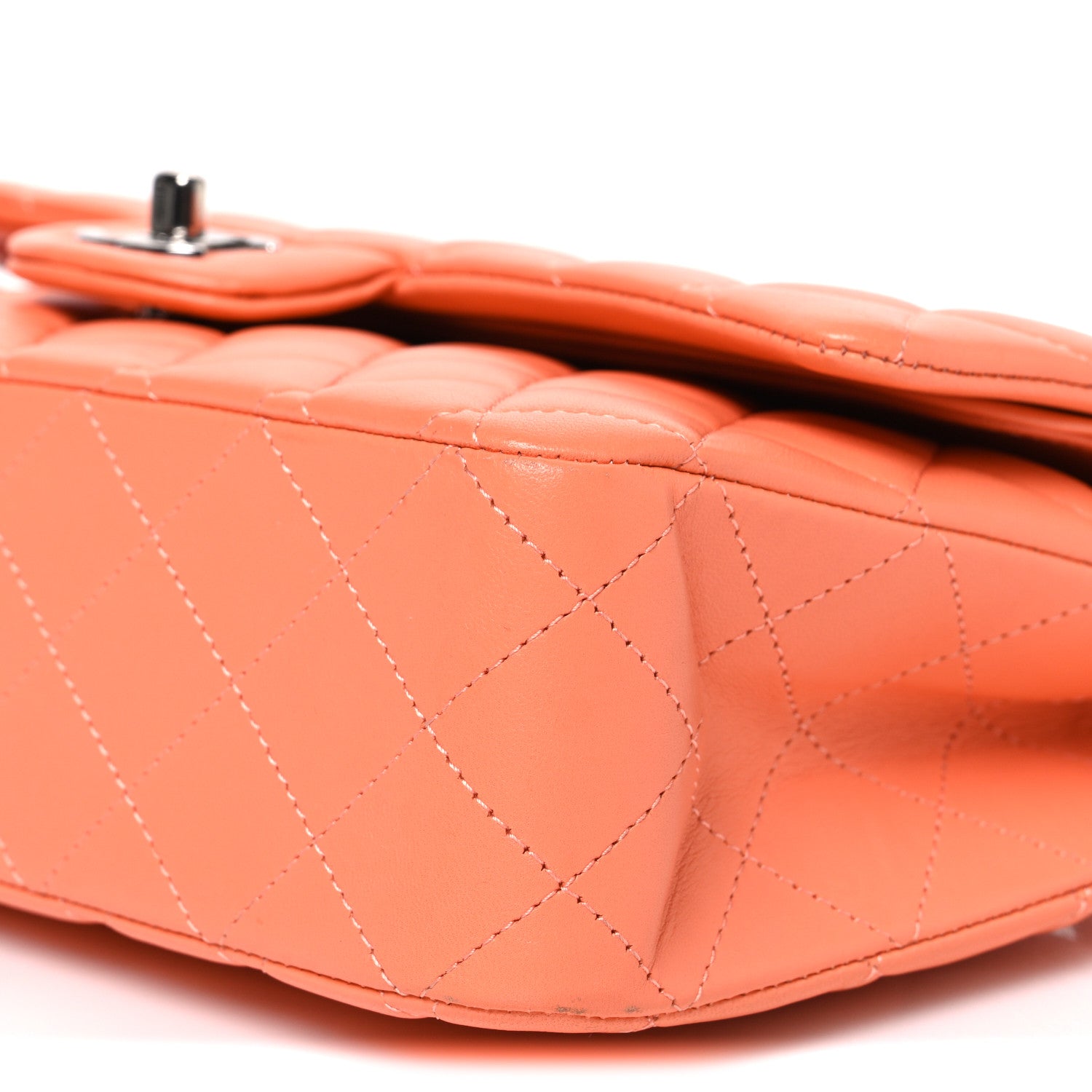 Chanel Lambskin Quilted Medium Double Flap Orange 10 of 11