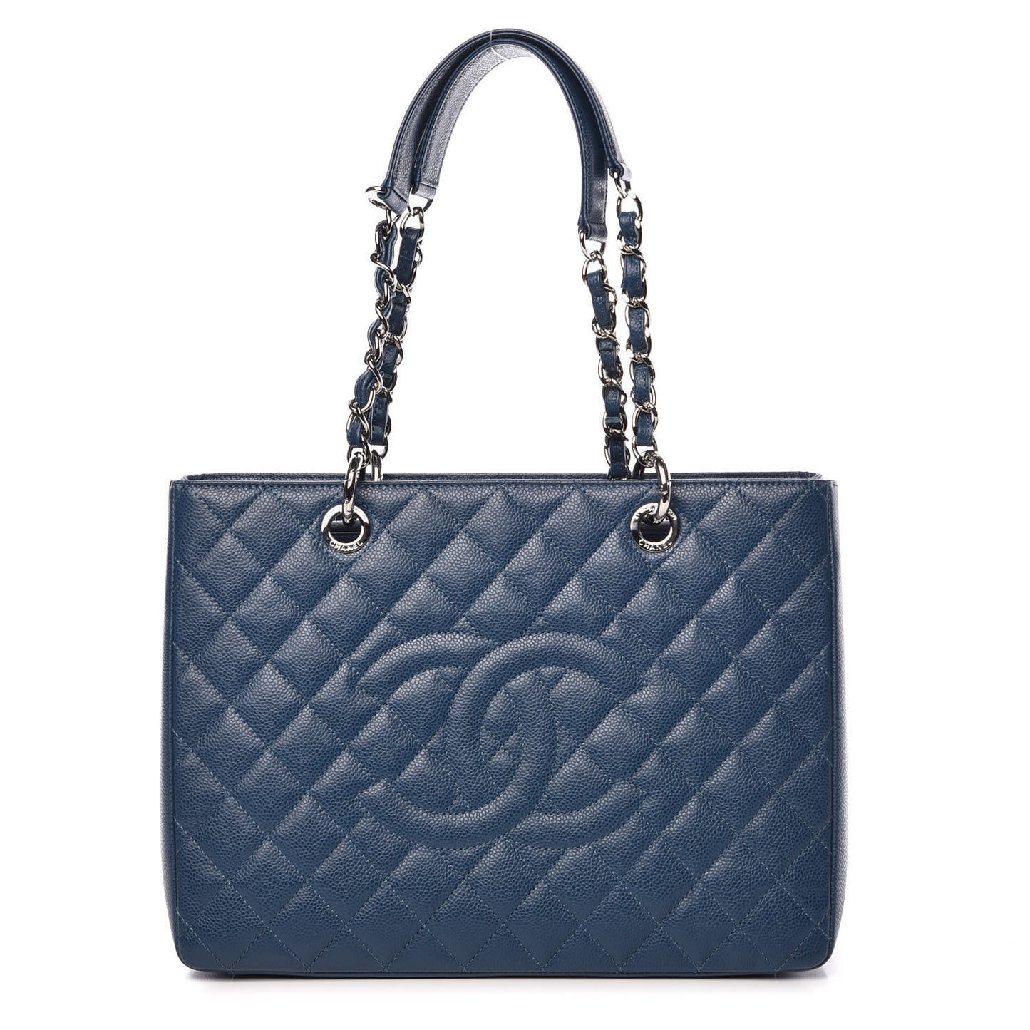 Caviar Quilted Grand Shopping Tote GST Dark Blue