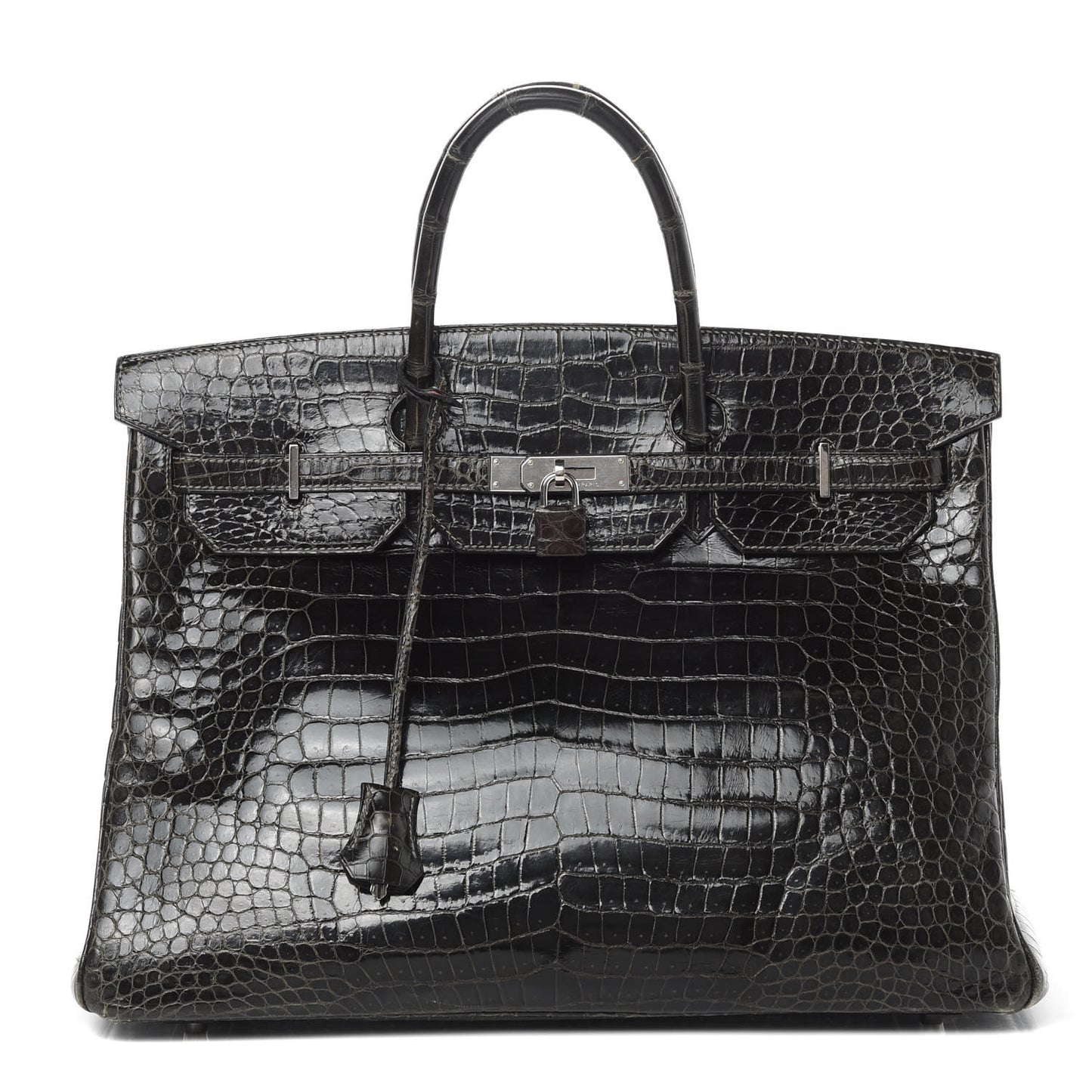 Shiny Porosus Crocodile Birkin 40 Graphite