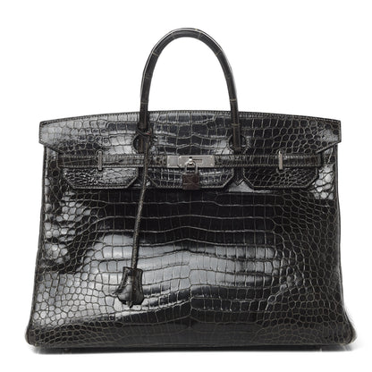 Hermes Shiny Porosus Crocodile Birkin 40 Graphite 1 of 45