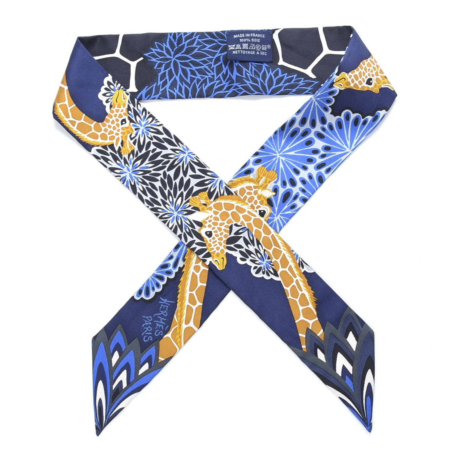 Hermes Silk The Three Graces Twilly Bleu Nuit Gold Black 1 of 4