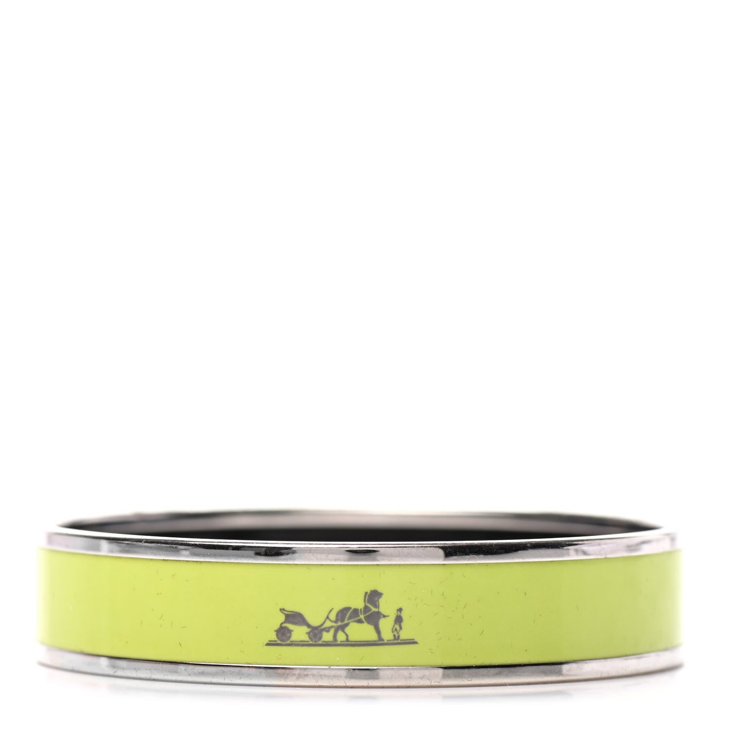 Hermes Enamel Printed Medium Caleche Bracelet 62 Lime 1 of 6