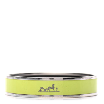 Hermes Enamel Printed Medium Caleche Bracelet 62 Lime 1 of 6