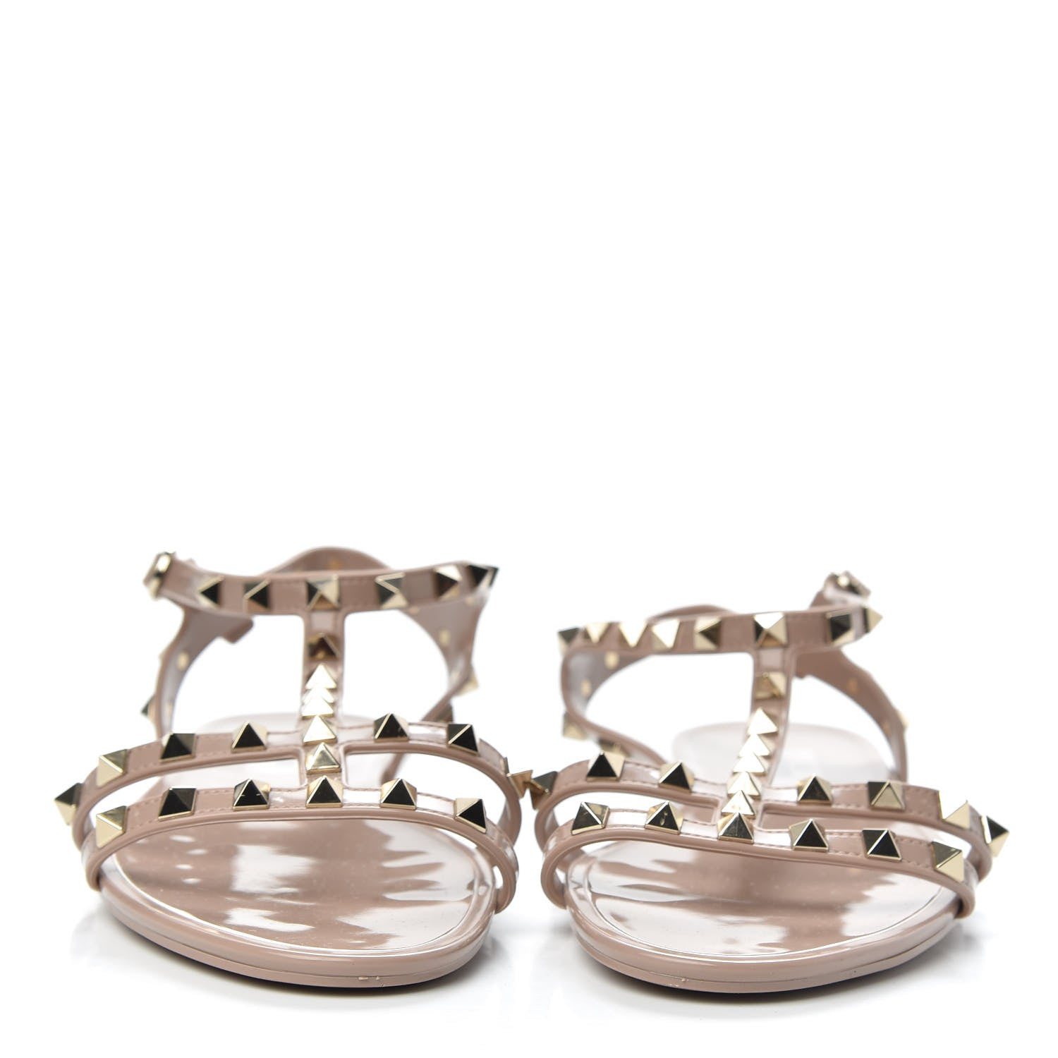 Valentino Garavani PVC Jelly Rockstud Caged Sandals 39 Poudre 2 of 7