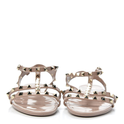 Valentino Garavani PVC Jelly Rockstud Caged Sandals 39 Poudre 2 of 7