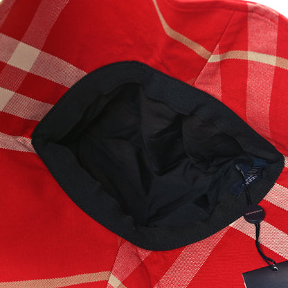 Burberry Technical Cotton Vintage Check Wide Brim Bucket Hat L Red 8 of 10