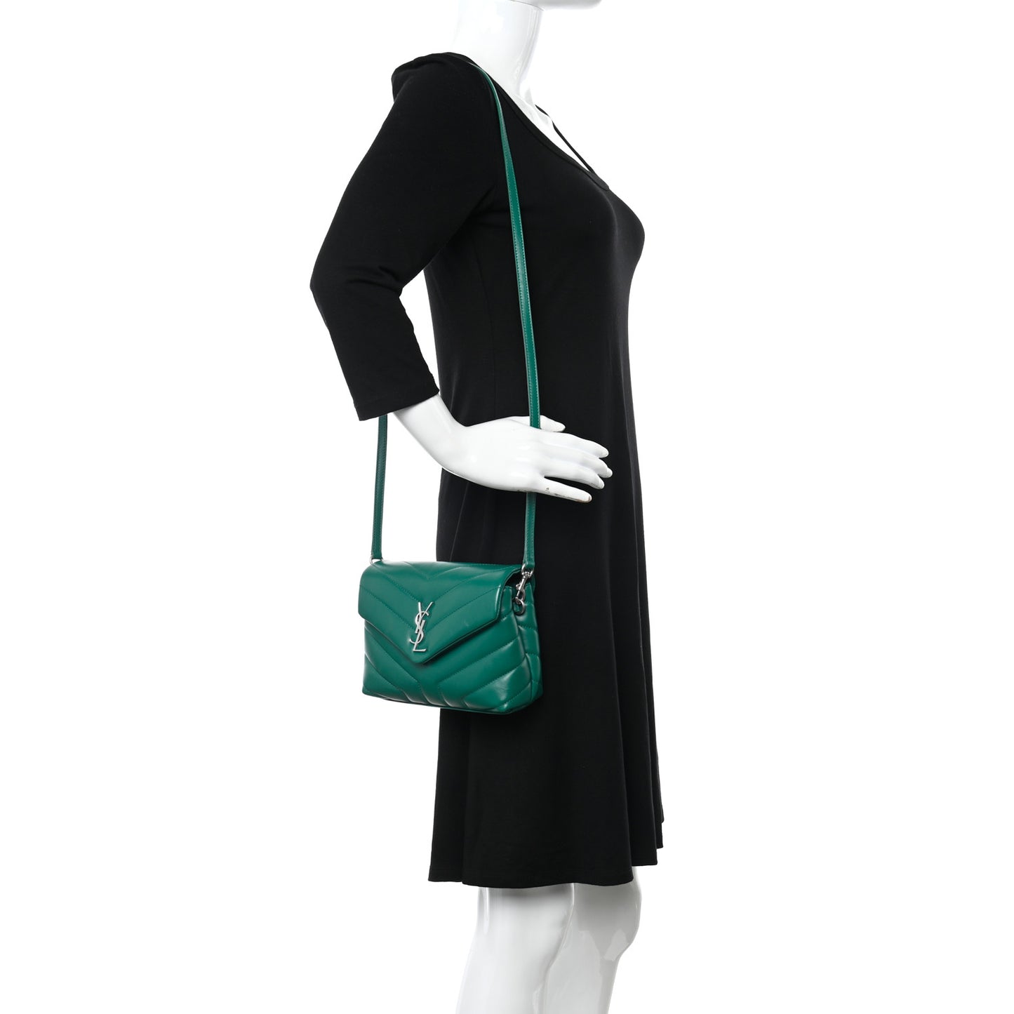 Calfskin Y Quilted Monogram Toy Loulou Crossbody Bag Green Field