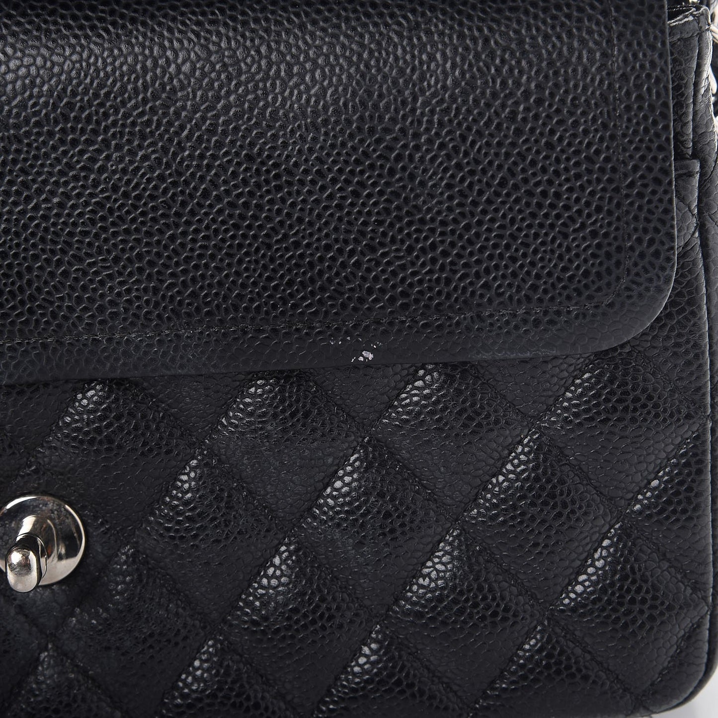 Caviar Quilted Medium Double Flap Black