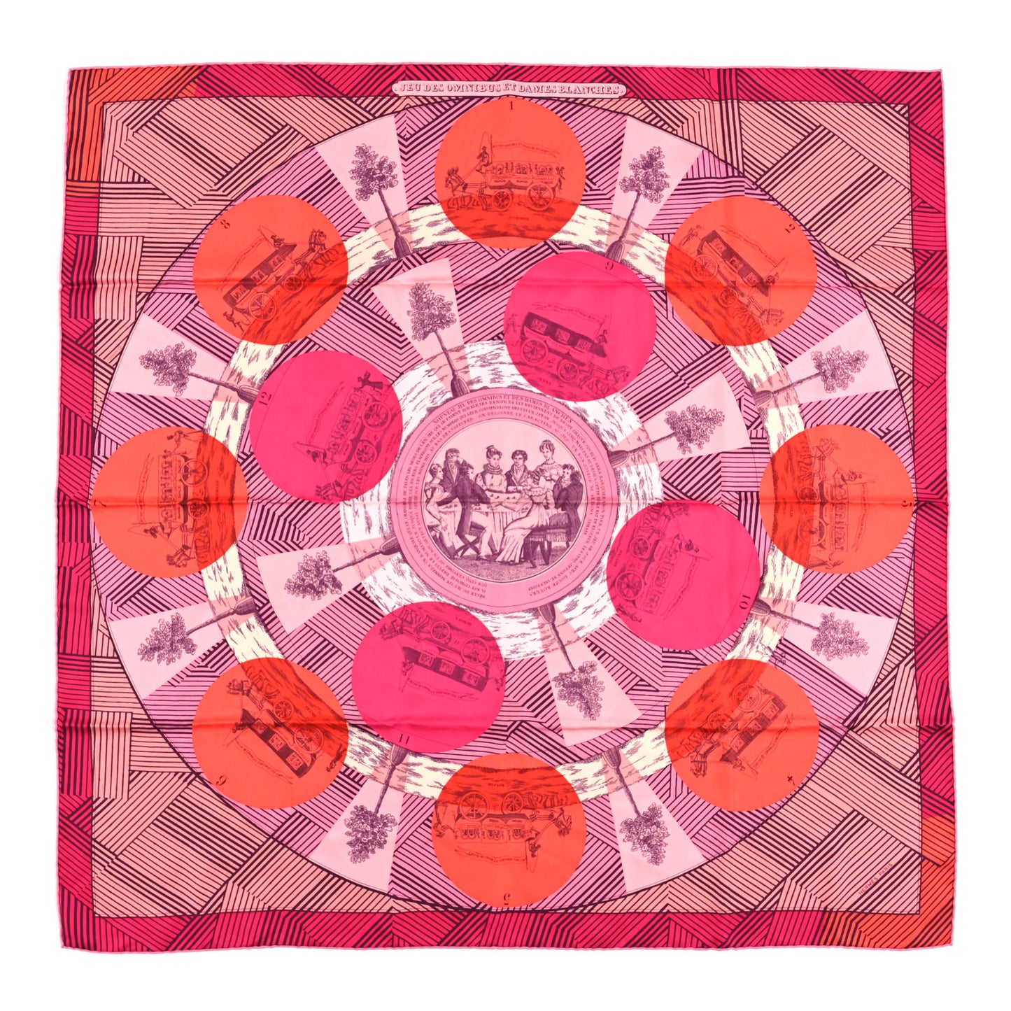 Silk Jeu Des Omnibus Remix Scarf 90 Rose Corail Fuchsia