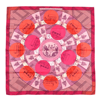 Hermes Silk Jeu Des Omnibus Remix Scarf 90 Rose Corail Fuchsia 1 of 3