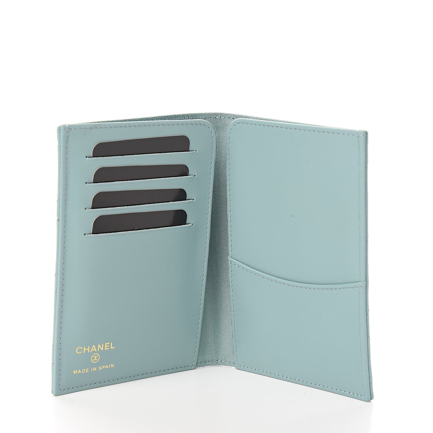 Caviar Quilted Passport Holder Blue