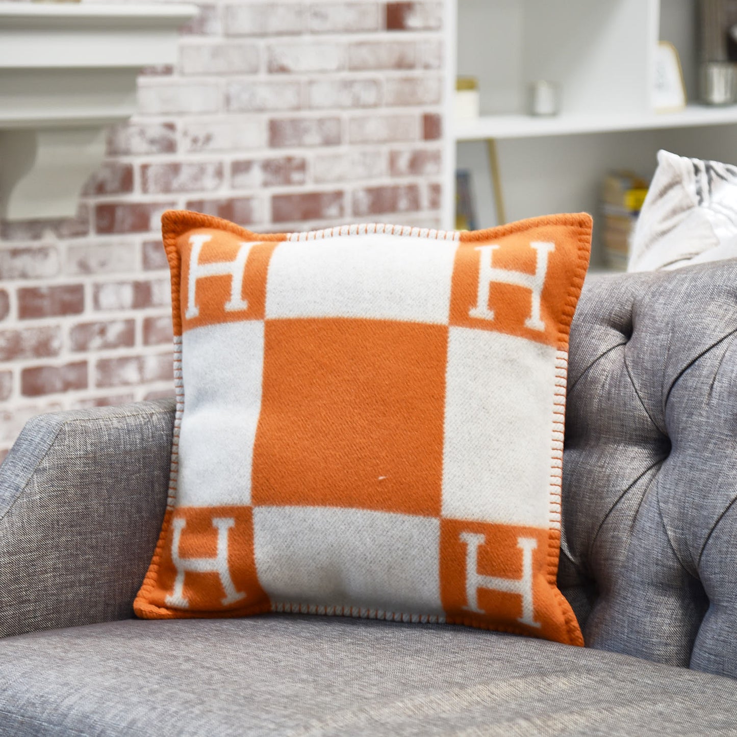 Wool Cashmere Avalon Pillow PM Ecru Potiron