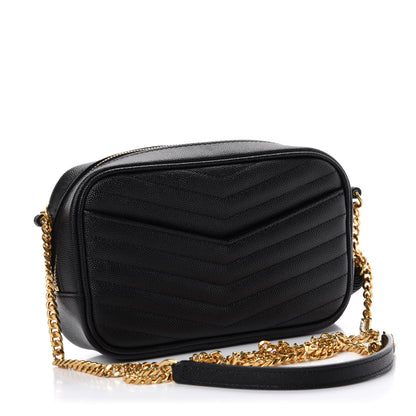 Saint Laurent Grain De Poudre Matelasse Monogram Mini Lou Camera Bag Black 3 of 11